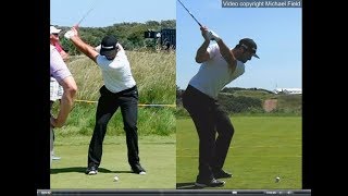 Jon Rahm golf swing  Long Iron faceon amp downtheline July 2017 [upl. by Aihsem997]