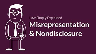 Misrepresentation and Nondisclosure  Contracts  Defenses amp Excuses [upl. by Saddler]