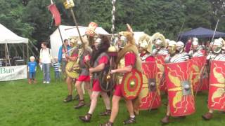 Roman Reenactment at the Amphitheatre in Caerleon Marching In [upl. by Jarlath999]