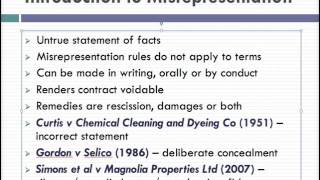 Misrepresentation Lecture 1 of 4 [upl. by Deva]